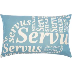 Dekokissen PAD "Servus", blau, B:60cm L:35cm, Baumwolle, Dekokissen_Sitzkissen_Kissenhüllen, Made in Europe, Kissenhülle ohne Füllung, 1 Stück