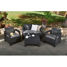 KETER Corfu Set Gartenmöbel-Set Graphit, Grau