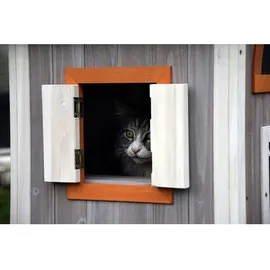 Dobar Katzenhaus Fancy Cat 58 x 55 x 109 cm Grau/Orange/Rot