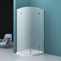 mai & mai Viertelkreis-Dusche mit Pendeltür 100 x 190 cm weiß Sicherheitsglas R02VS