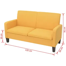 vidaXL 2-Sitzersofa 135 x 65 x76 cm Gelb