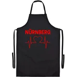 multifanshop Grillschürze - Nürnberg - Herzschlag - Druck rot - Schürze