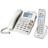 Geemarc Telecom AMPLIDECT Combi 295 verstärktes Doppelkabel und schnurloses Telefon mit Anrufbeantworter, Anrufer-ID und extra großen Tasten, Weiß DECT COMBI-295 WH Standard