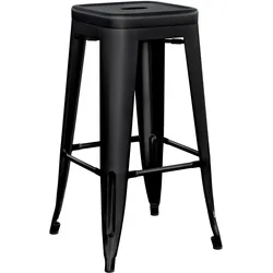 2er-Set Tolix Barhocker | Schwarz Matt | Metall | Industrial Barstuhl, Industrie Barhocker