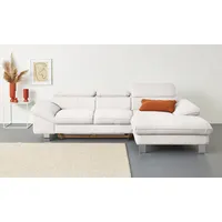 Ecksofa COTTA "Driver L-Form" Sofas Gr. B/H/T: 268cm x 73cm x 169cm, Luxus-Kunstleder, Recamiere rechts, mit Kopfteilverstellung-mit Bettfunktion und Bettkasten, weiß mit Kopfteilverstellung, wahlweise Bettfunktion und Bettkasten