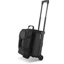 Vevor Bowlingballtasche für 2 Bälle mit Doppelrollen & separatem Fach für Schuhe (bis US-Größe 16) & übergroßer Zubehörtasche, einziehbarer Griff lässt sich auf 105 cm ausziehen Schwarz