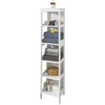 SoBuy Badezimmerschrank mit 5 Regalböden Weiß