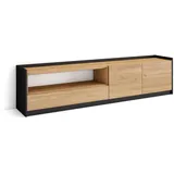 SKRAUT HOME Lowboard 207 cm Eiche Schwarz Holzwerkstoff