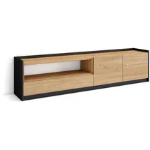 SKRAUT HOME Lowboard 207 cm Eiche Schwarz Holzwerkstoff