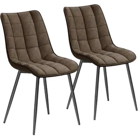 Woltu Esszimmerstuhl Kunstleder braun 2er Set