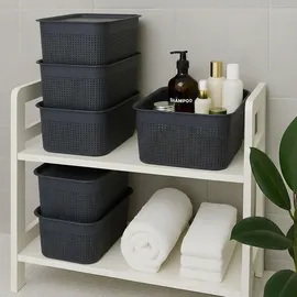 Relaxdays Aufbewahrungsbox 18,5 x 26,5 x 13 cm 6-tlg. schwarz
