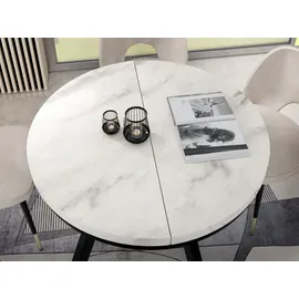 WFL GROUP Esstisch, Ecru, Holzwerkstoff, 8-Sitzer, Rund,Rund, 100x76x100 cm, Esszimmer, Tische, Esstische