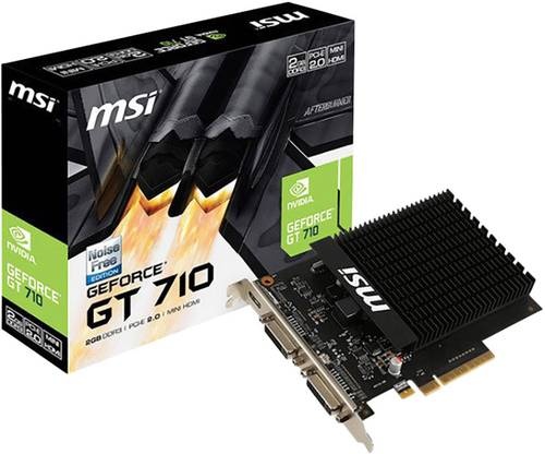 MSI Gaming Grafikkarte Nvidia GeForce GT710 2 GB GDDR3-RAM PCIe x16 HDMI®, DVI, VGA Low Profile, Passiv gekühlt