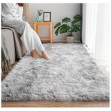 Bibykivn Teppich Wohnzimmer Hochflor Teppiche Waschbarer, 140x200 cm Moderner Langflor Teppiche Anti-Rutsch Unterseite Carpet, Weich Teppich Groß (Light Grey, 140x200 cm)