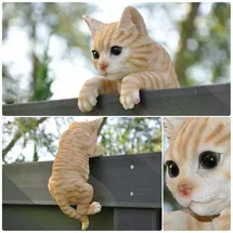 dazikemo Gartenfigur Gartenfigur Dekofigur Katze für Zaun und Trennwand