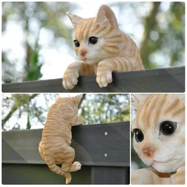 dazikemo Gartenfigur Gartenfigur Dekofigur Katze für Zaun und Trennwand