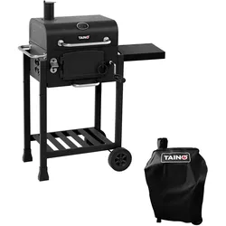 TAINO HERO Set Smoker klein BBQ Grillwagen Holzkohle-Grill Gasgrill Kombi-Grill Grillwagen Abdeckhaube