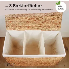 lycce Wäschesortierer Wasserhyazinthe 150L, 3 Fächer Stoffeinsatz