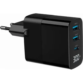 Gembird TA-UC-PDQC30LCD-BK-02 GaN 30W 3 Ports LCD Schwarz