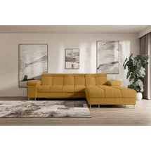 altdecor Ecksofa Cord mit Schlaffunktion 2-Sitzer Senfgelb