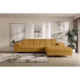 altdecor Ecksofa Cord mit Schlaffunktion 2-Sitzer Senfgelb