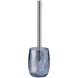 WC-Garnitur KLEINE WOLKE "Mercury", blau (rauchblau), B:10cm H:39cm L:10cm, Sicherheitsglas, Reinigungsbürsten, hochwertige Accessoire Serie aus Glas