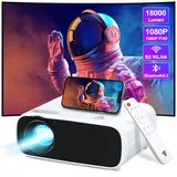 Full HD 1080P Beamer, 18000 Lumen Helligkeit 2024 Neuer Mini Beamer mit WiFi & Bluetooth Konnektivität, Kompatibel mit Mehreren Geräten