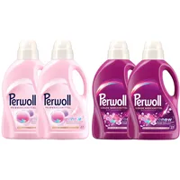 PERWOLL Flüssig Set 4x 27 WL 2x Color Blütenrausch & 2x Für Wolle & Feines