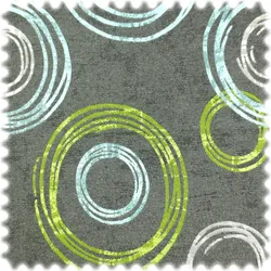 AKTION Reststück 1 Meter Jacquard Flachgewebe Möbelstoff Circle Anthrazit / Türkis / Grün