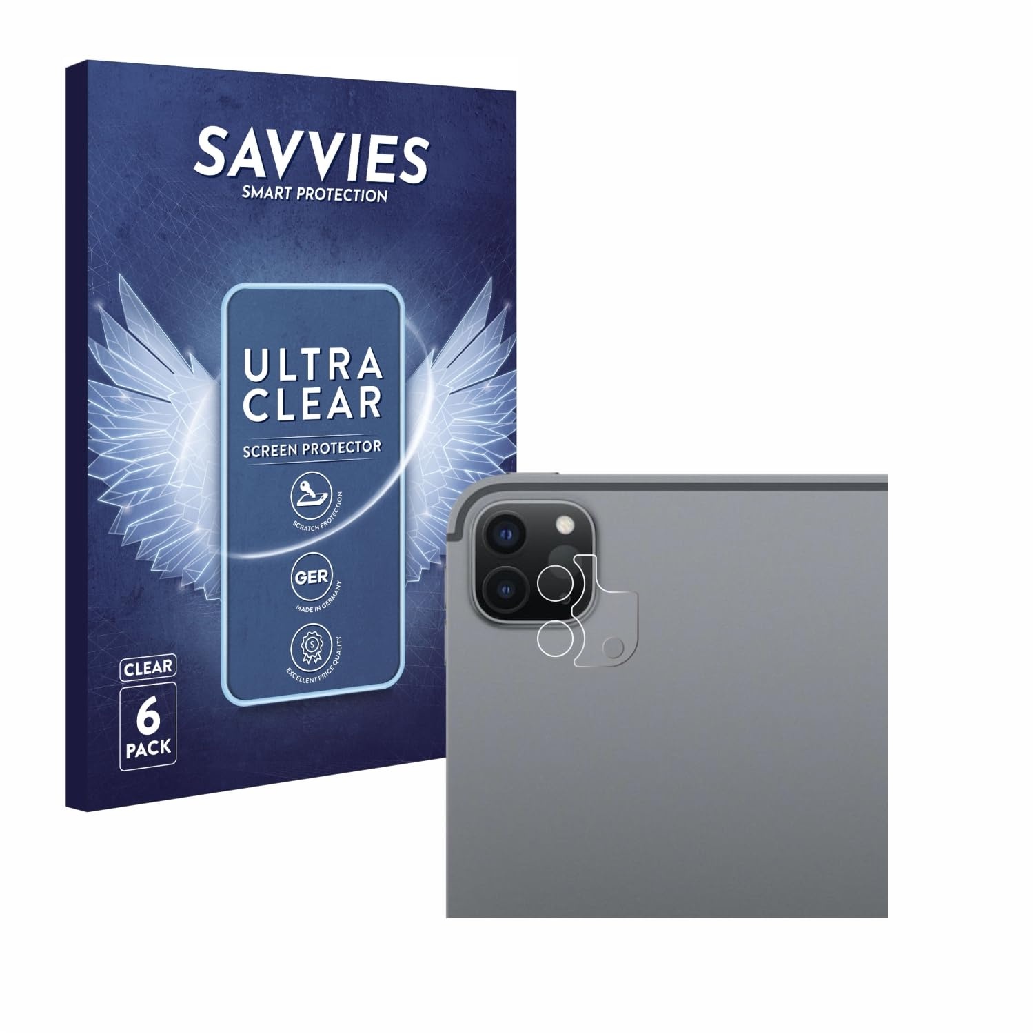 Savvies 6 Stück Schutzfolie für Apple iPad Pro 11" WiFi Cellular 2021 (NUR Kameraschutz, 3. Gen.) Displayschutz-Folie Ultra-Transparent