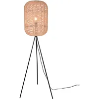 MeineWunschleuchte Boho Dreibein Stehleuchte mit Lampenschirm aus Sisal Geflecht,
