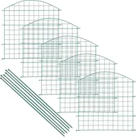 Wiltec Gartenzaun Set mit 5 Elementen grün, Teichzaun mit Oberbogen, Maschendrahtzaun 770 x 8 x 780 mm, Steckzaun leichte Montage, pulverbeschichtet -