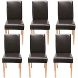 Mendler 6er-Set Esszimmerstuhl Stuhl Küchenstuhl Littau Kunstleder, braun, helle Beine