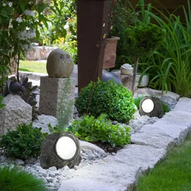 GLOBO 10er Set LED Solar Außenleuchte Stein grau Garten Dekoleuchte Gartenlampe Außendekoration
