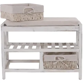 Mendler HWC-C48 45 x 65 x 34 cm Sitzbank Schuhregal weiß / weiß