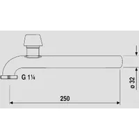 OEG Abgangsbogen 90° Messing verchromt 32 x 250 mm