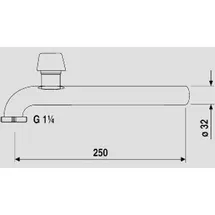 OEG Abgangsbogen 90° Messing verchromt 32 x 250 mm