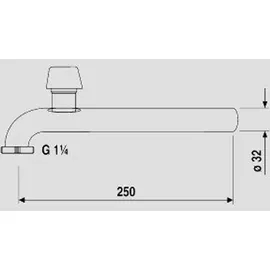 OEG Abgangsbogen 90° Messing verchromt 32 x 250 mm