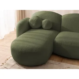 s-style möbel Wohnlandschaft Nuvola mit abgerundetem Design Grün Bouclé-Stoff