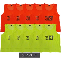 5er Pack Outfitter OCEAN FABRICS TAHI nachhaltiges Kinder Trainings-Leibchen Mannschaftssport OUT-K-3038-OTW Neon-Orange oder Neon-Gelb - 