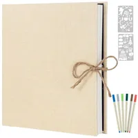 luxuskollektion Selbstklebendes Fotoalbum Groß Leinen Scrapbook 60 Weißen Seiten
