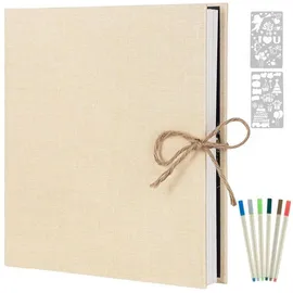 luxuskollektion Selbstklebendes Fotoalbum Groß Leinen Scrapbook 60 Weißen Seiten