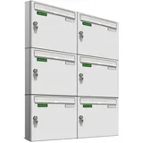AL Briefkastensysteme Basic 6er Briefkasten Weiß inkl. Zeitungsfach