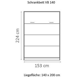 QMM TraumMöbel Schrankbett 140 x 200 cm Braun/Schwarz