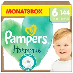 Pampers Windeln Harmonie Gr. 6 Junior, 13+ kg, Monatsbox (1x144 Windeln), 6 (16-30 kg)