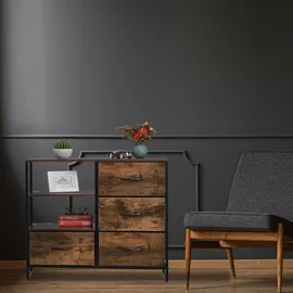 Relaxdays Kommode - Sideboard, braun/schwarz