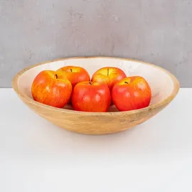 levandeo Schüssel 35cm Mango Holz Creme Perlmutt Emaille Schale Bowl Salatschüssel Deko - Braun