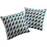 ADAM Audio Adam Dekokissen Circles, GOTS zertifiziert - Kissenhülle ohne Füllung, 1 Stück blau|orange 40 cm x 40 cm