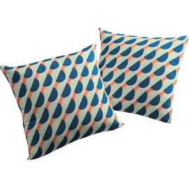 ADAM Audio Adam Dekokissen Circles, GOTS zertifiziert - Kissenhülle ohne Füllung, 1 Stück blau|orange 40 cm x 40 cm