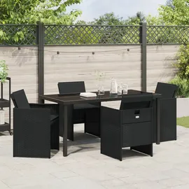 vidaXL Garten Essgruppe 5 pcs Schwarz Poly-Rattan - Schwarz